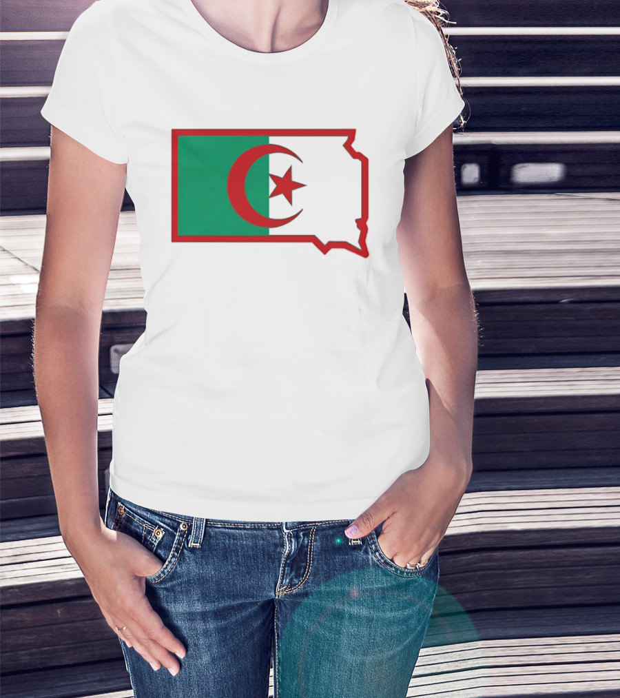 Lawrence Of Algeria Flag State Outline With Crescent And Star T-Shirt