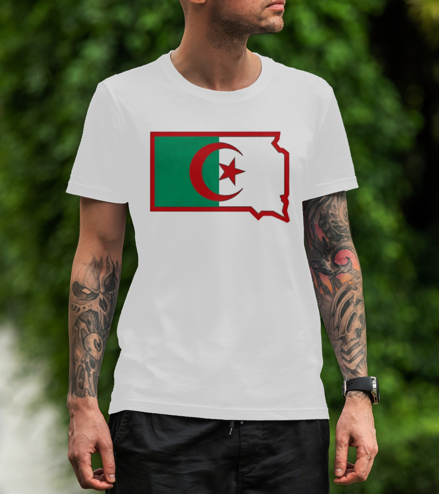 Lawrence Of Algeria Flag State Outline With Crescent And Star T-Shirt