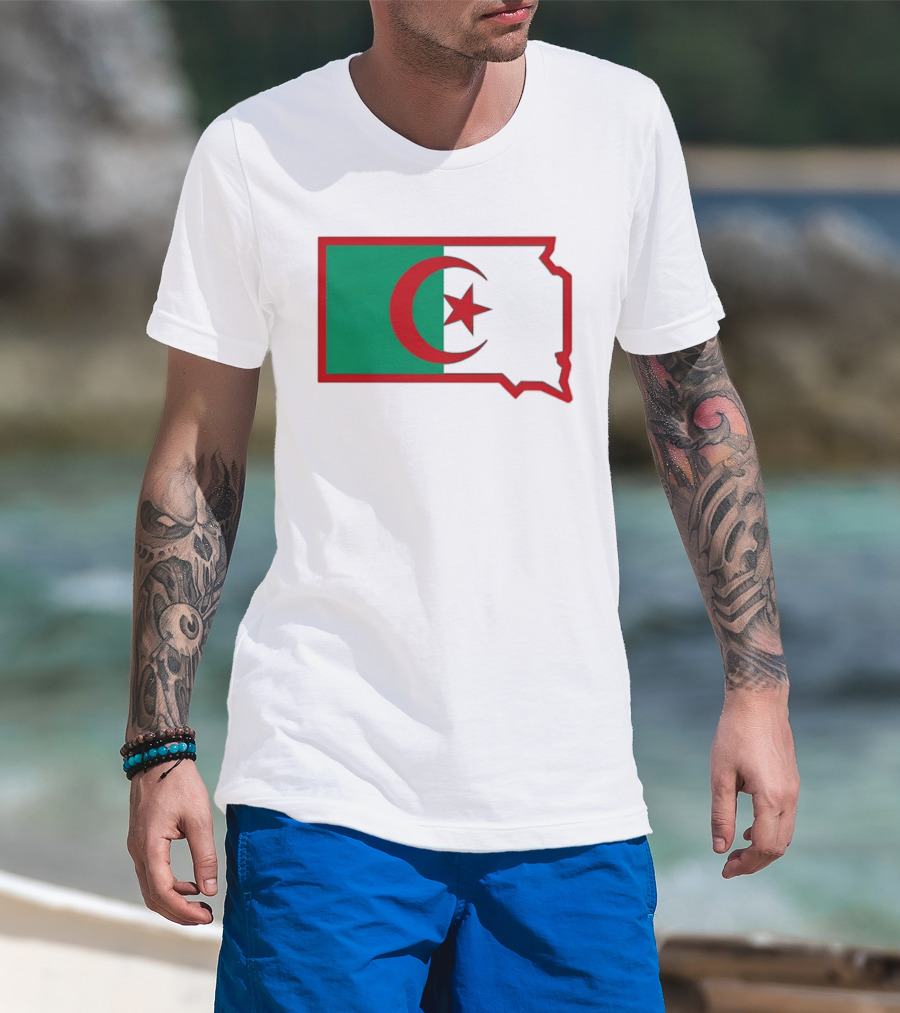 Lawrence Of Algeria Flag State Outline With Crescent And Star T-Shirt