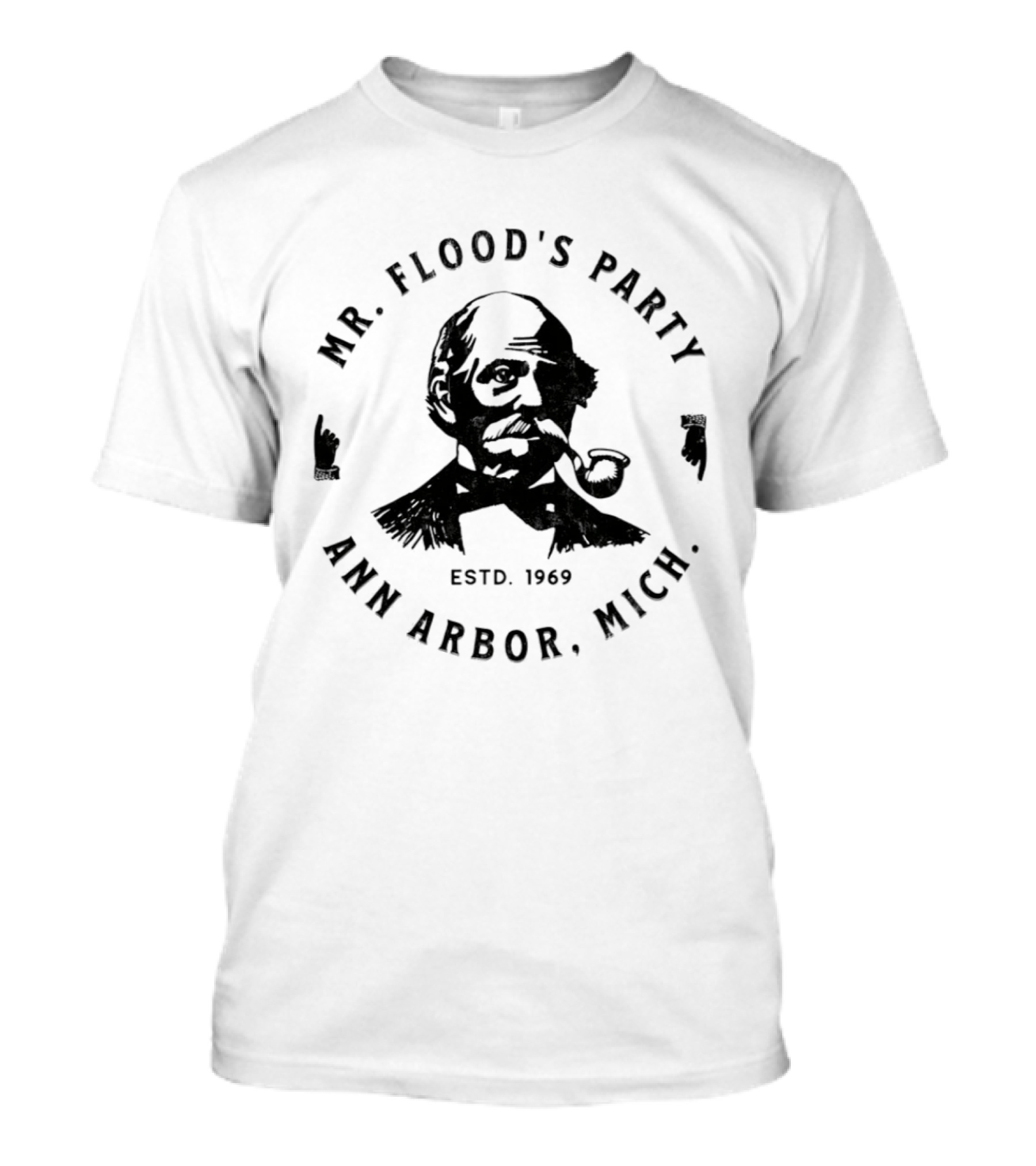 Mr. Flood's Party Ann Arbor Michigan Est. 1969 Retro Pipe T-Shirt