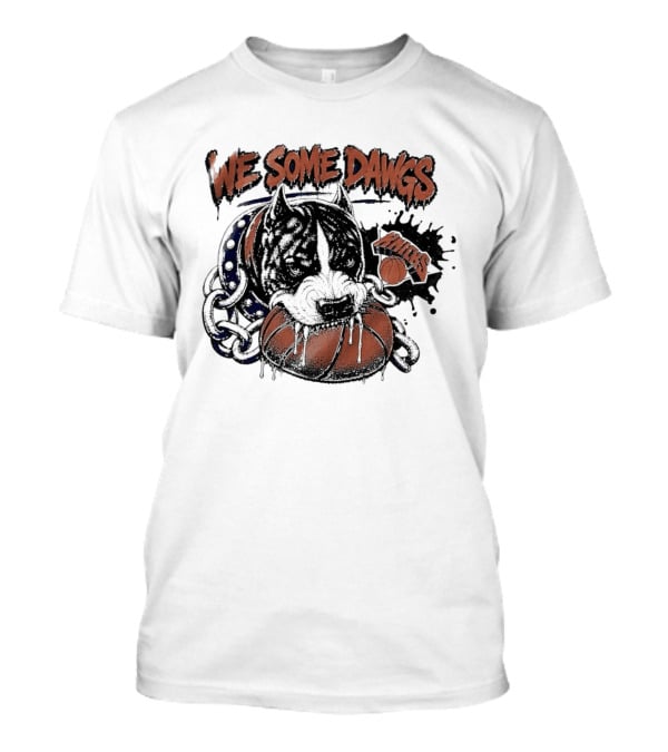 We Some Dawgs Knicks Basketball Pitbull Chain Dripping T-Shirt