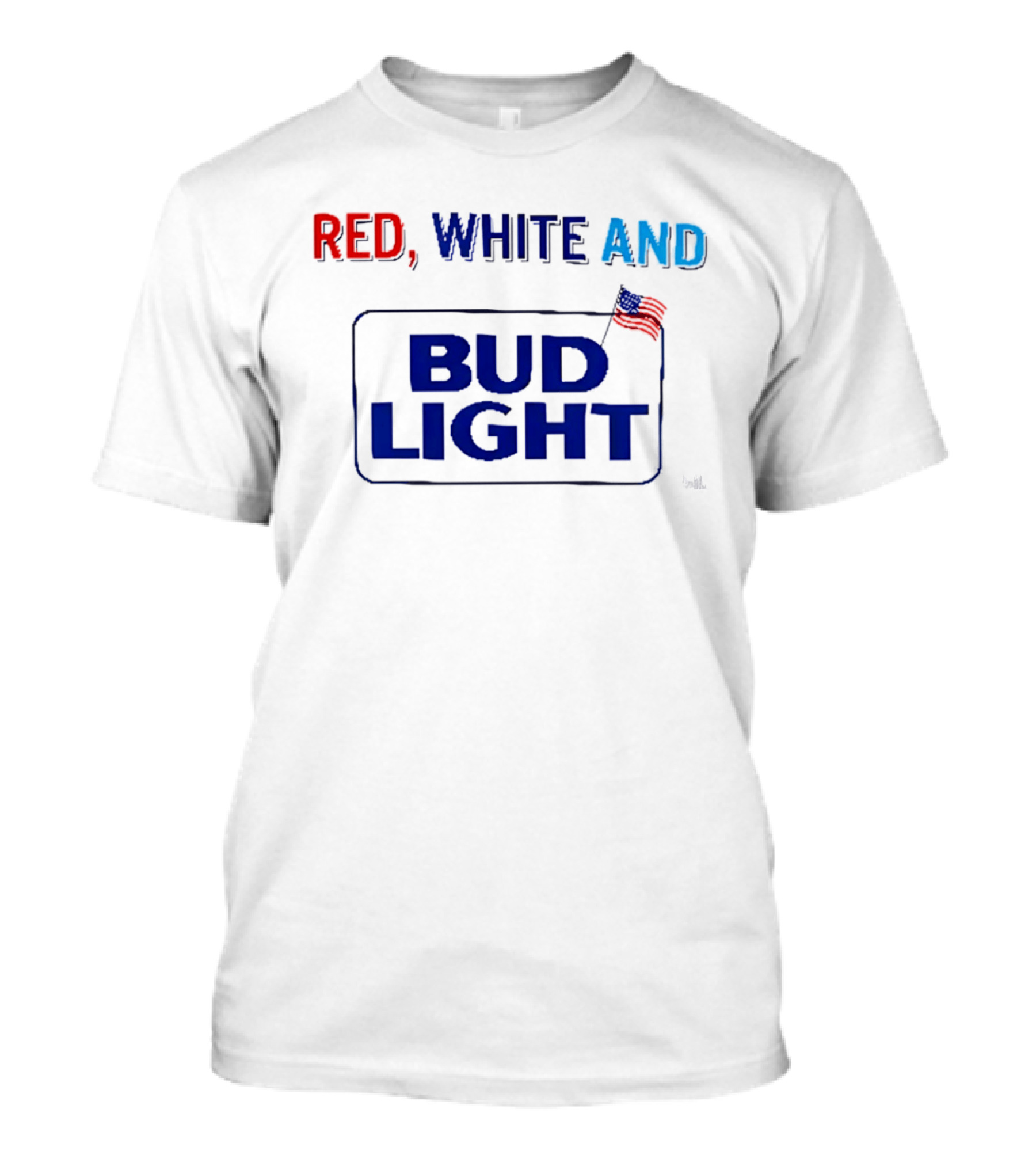 Red White And Bud Light American Flag 4th Of July Celebration T-Shirt
