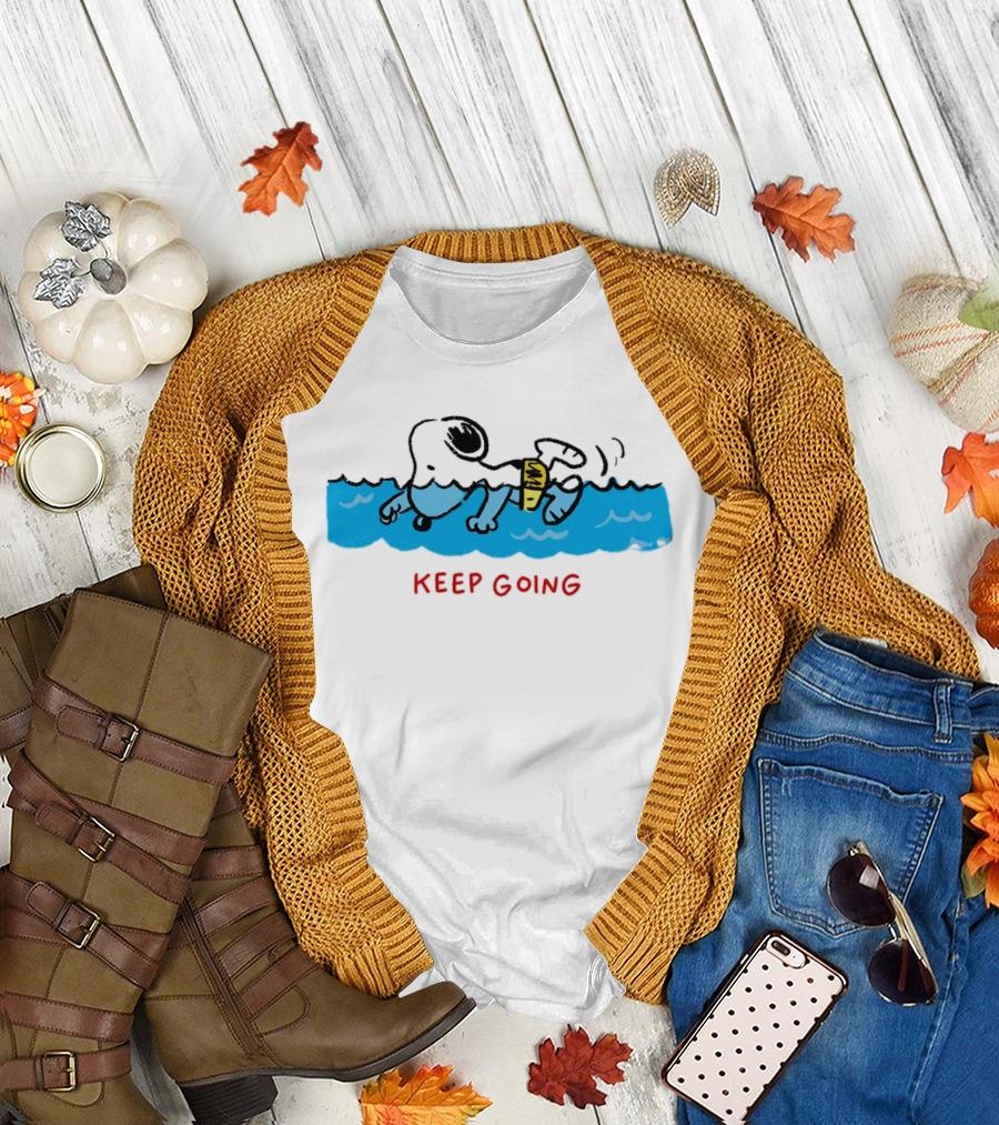 Peanuts Snoopy Swimming Keep Going Inspirational Motivation T-Shirt