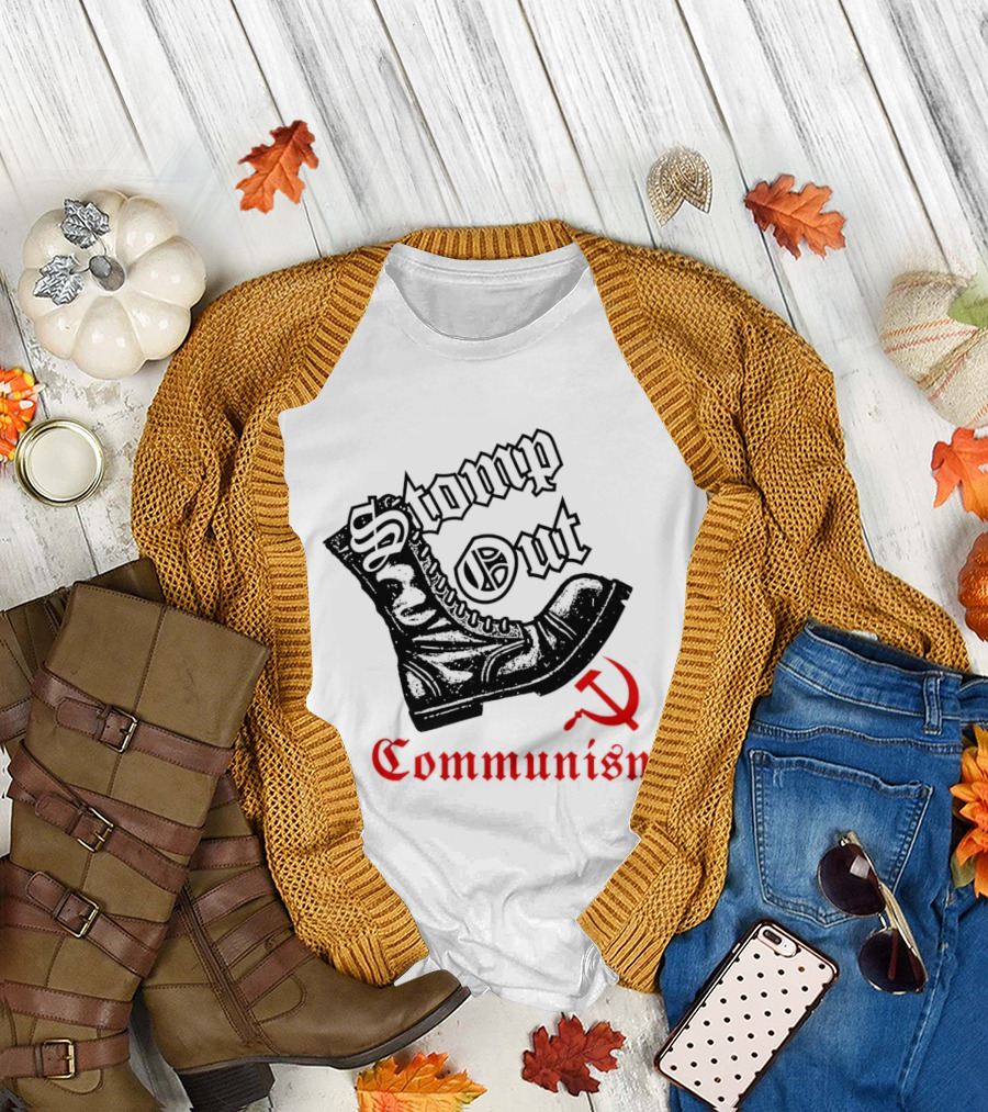 Stomp Out Communism Boot with Hammer and Sickle T-Shirt