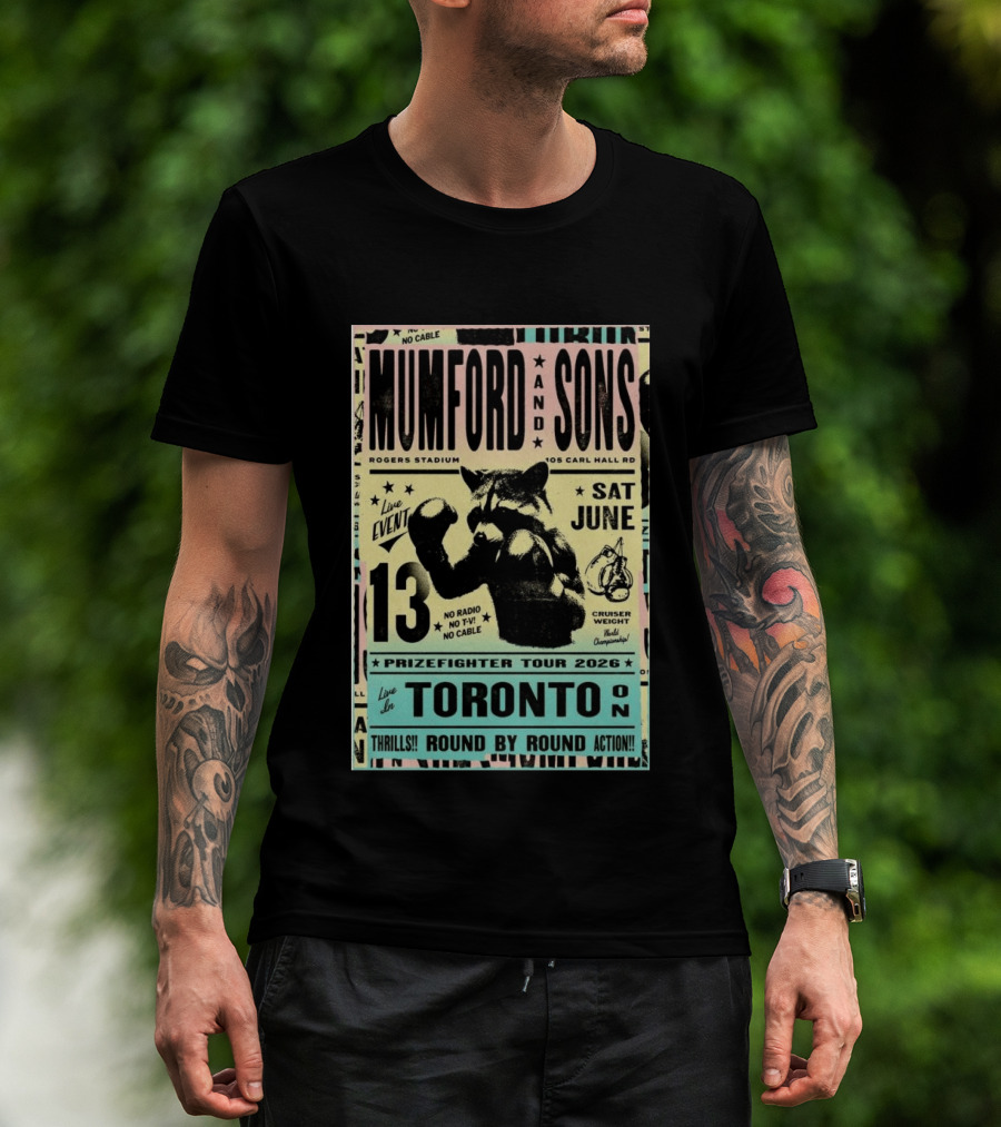 Mumford And Sons Prizefighter Tour 2026 Toronto June 13 Rogers Stadium T-Shirt