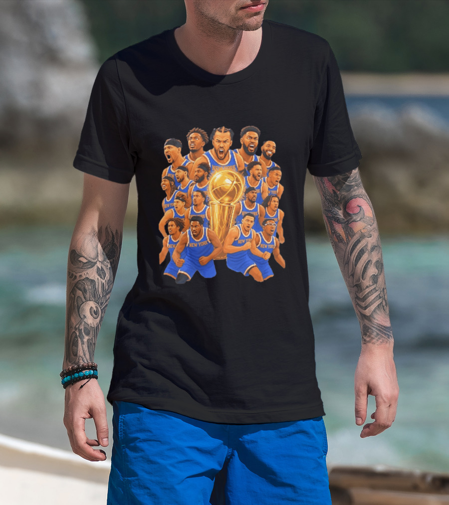 New York Knicks NBA Champions 2026 Players And Trophy Celebration T-Shirt