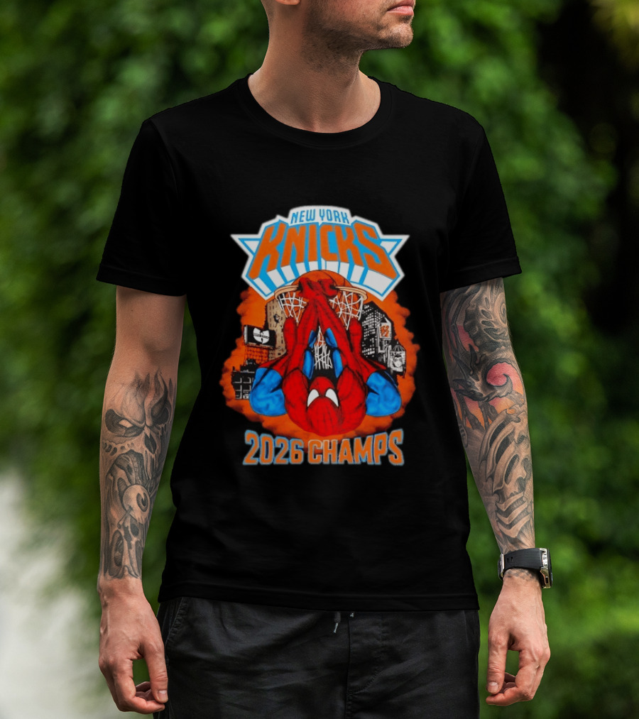 New York Knicks Spider Man 2026 Champs Basketball Celebration T-Shirt