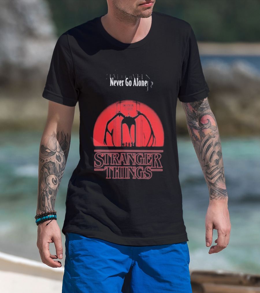 Stranger Things Never Go Alone Universal Studios Halloween Horror Nights T-Shirt