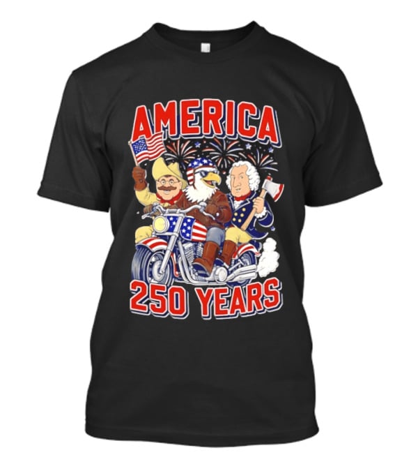 America 250 Years Patriotic Motorcycle Ride With Eagle T-Shirt