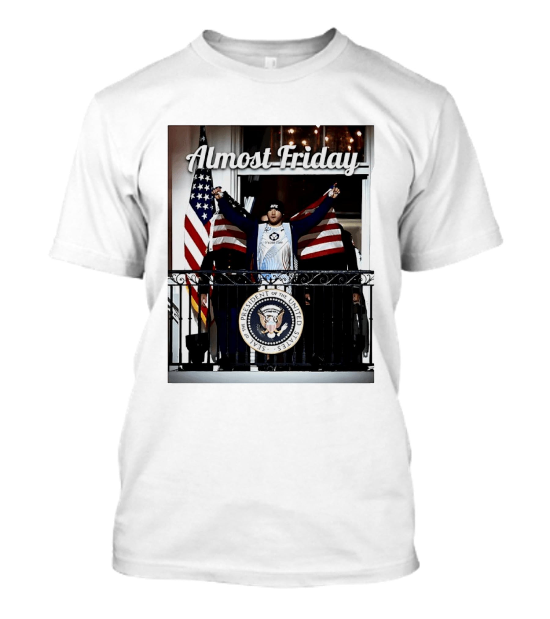 Almost Friday Justin Gaethje US Flag Blue Room Balcony White House UFC Freedom 250 T-Shirt
