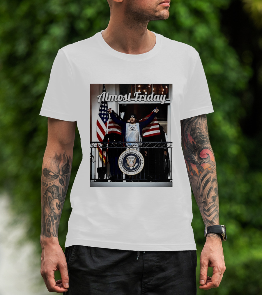 Almost Friday Justin Gaethje US Flag Blue Room Balcony White House UFC Freedom 250 T-Shirt