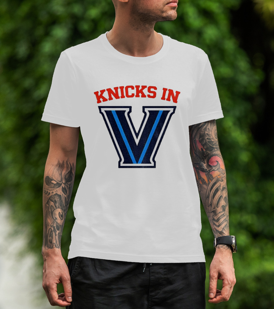 Knicks In V New York Knicks Villanova Wildcats NBA 2026 T-Shirt