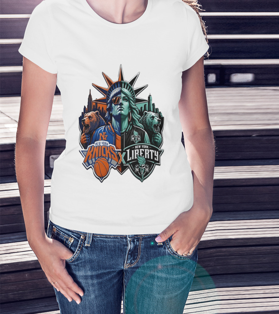 New York Knicks X Liberty Statue Of Liberty NBA WNBA T-Shirt