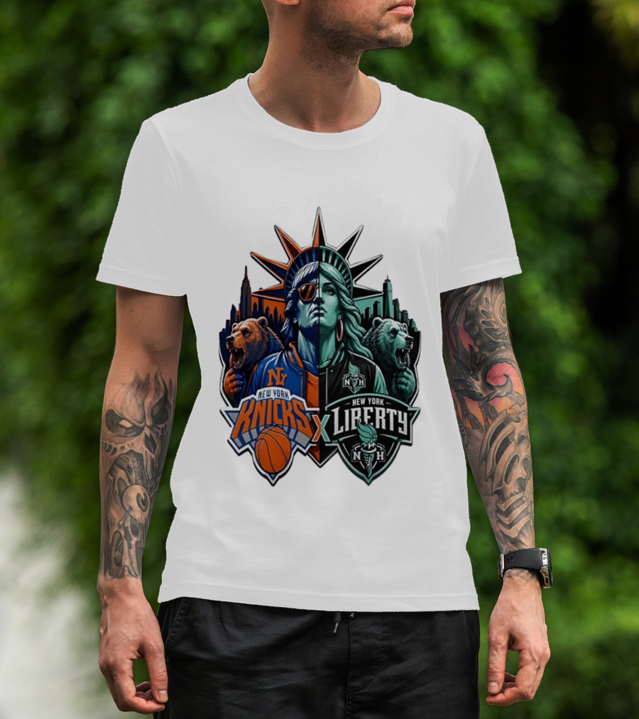 New York Knicks X Liberty Statue Of Liberty NBA WNBA T-Shirt