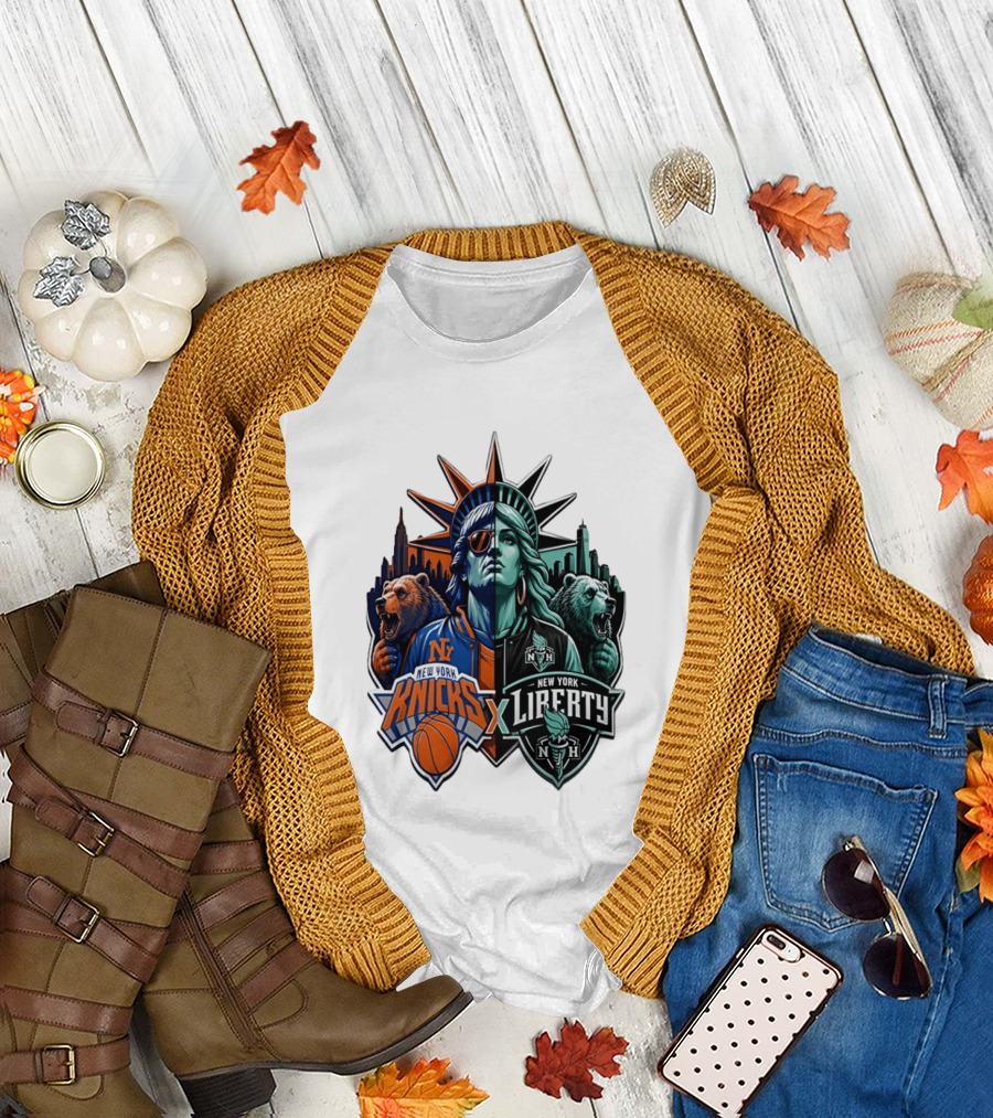 New York Knicks X Liberty Statue of Liberty NBA WNBA T-Shirt