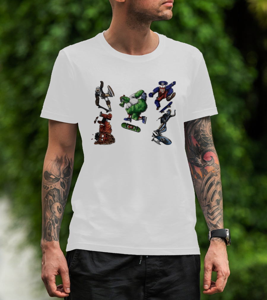 Philadelphia Sports Mascots Skateboarding Extravaganza Happy National Day T-Shirt
