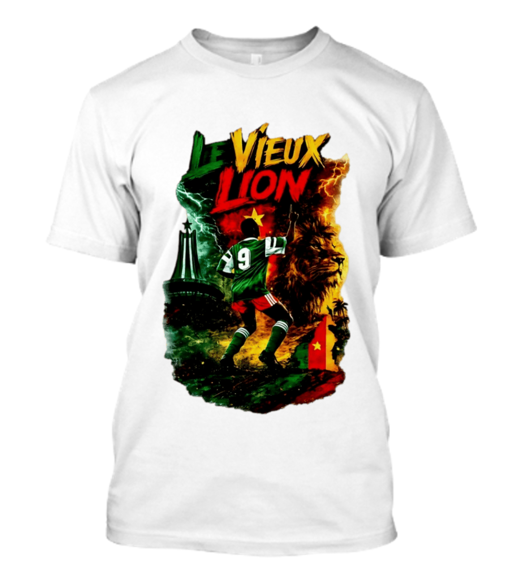 Le Vieux Lion Roger Milla Cameroon Football Icon T-Shirt