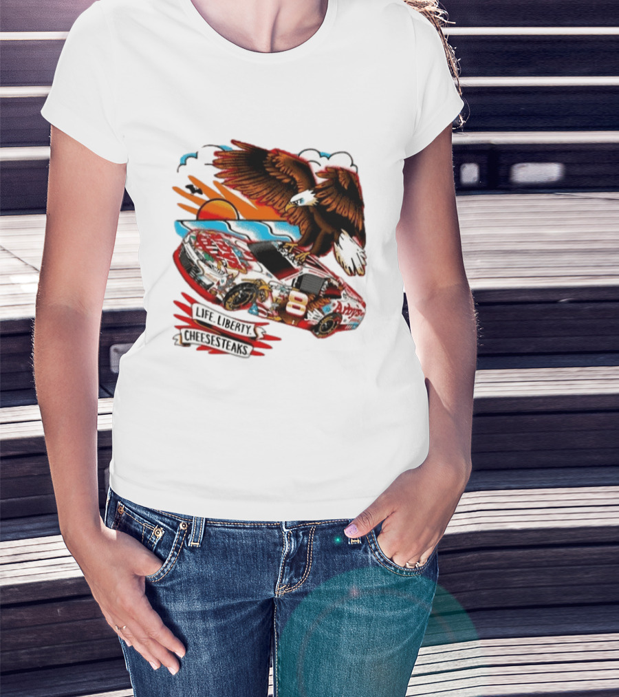 Life Liberty Cheesesteaks Arby's Racing Car Eagle Patriotic T-Shirt