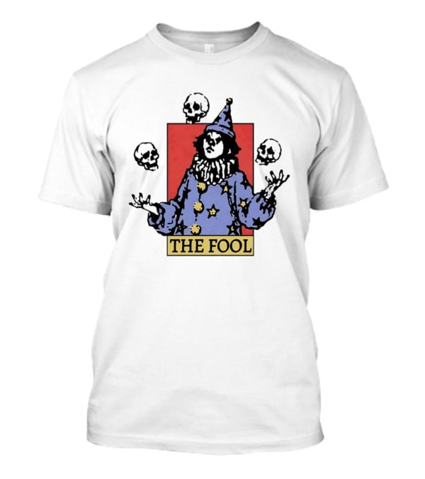 The Fool Juggling Skulls Tarot Style Wizard Hat And Stars T-Shirt