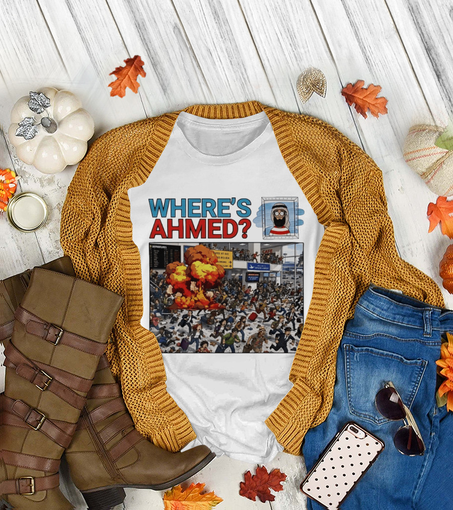 Where's Ahmed September 11 Attacks Cartoon Explosion Scene T-Shirt