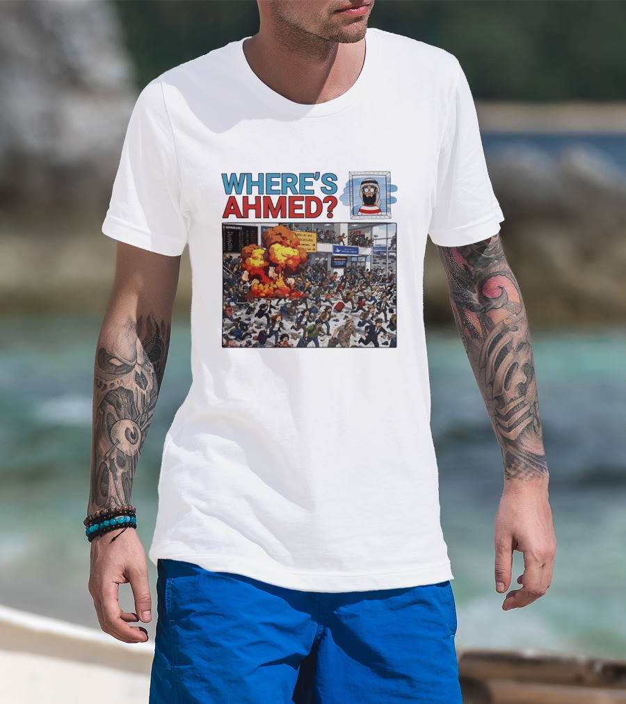 Where's Ahmed September 11 Attacks Cartoon Explosion Scene T-Shirt