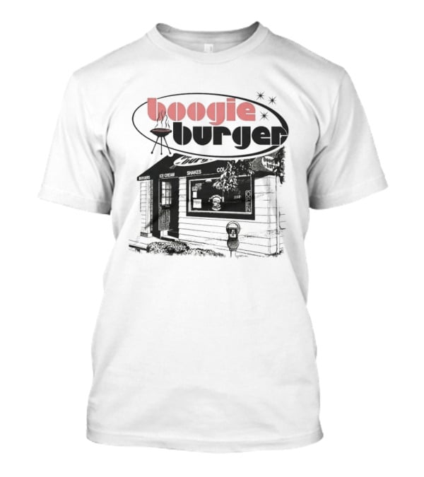 Boogie Burger BBQ Rustic Cabin Scene T-Shirt