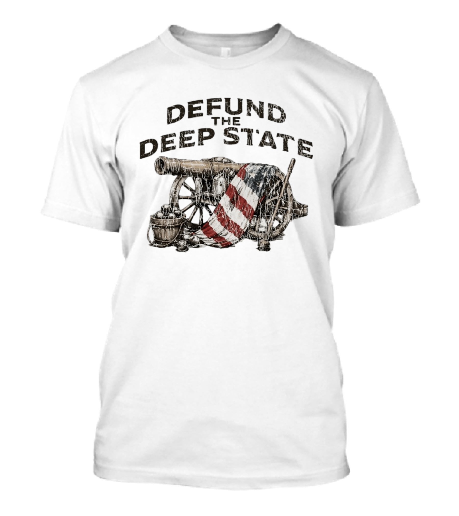 Defund The Deep State Cannon American Flag Patriots T-Shirt