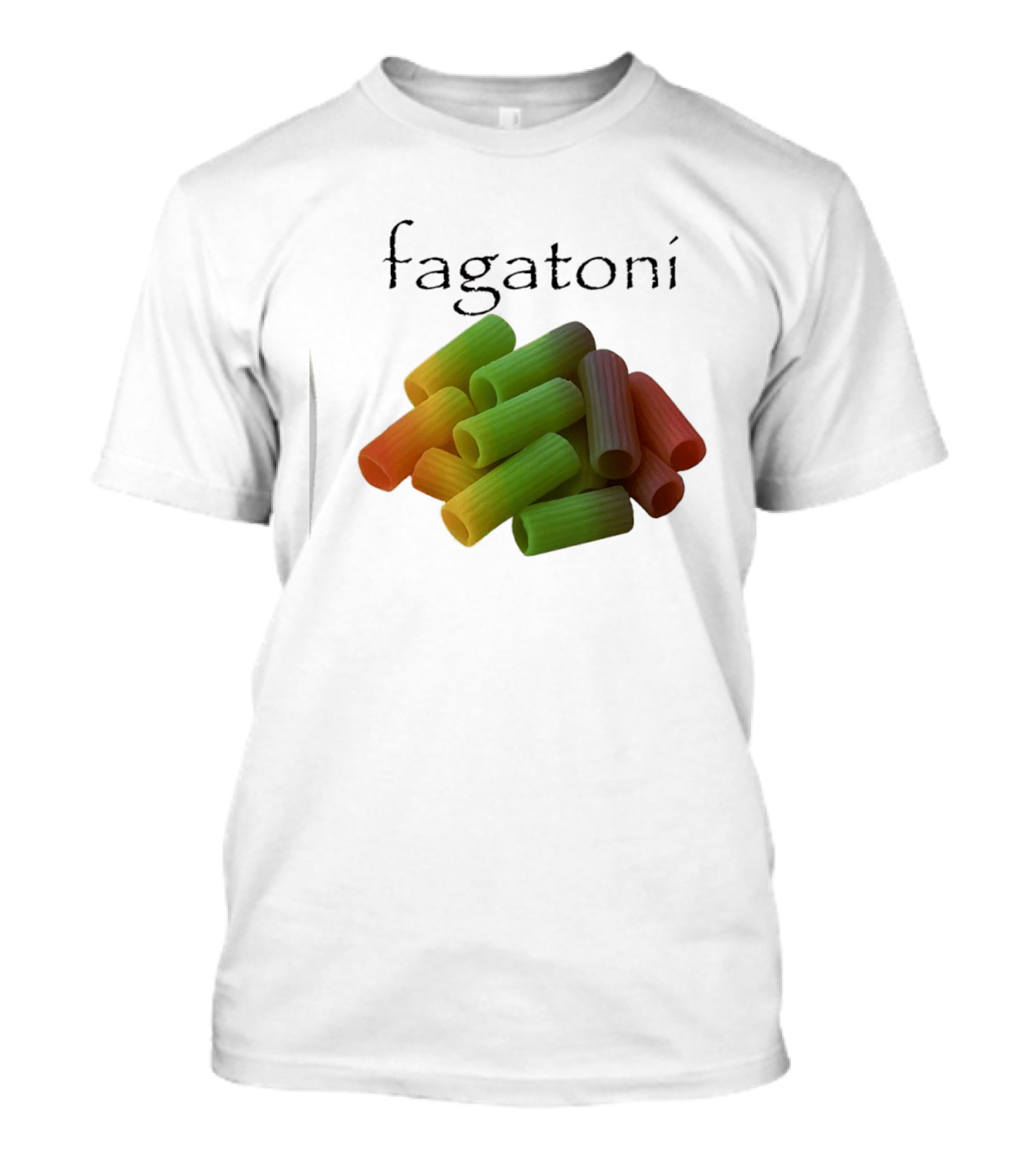 Fagatoni Gay Pasta LGBTQ Pride Multicolor Rigatoni T-Shirt