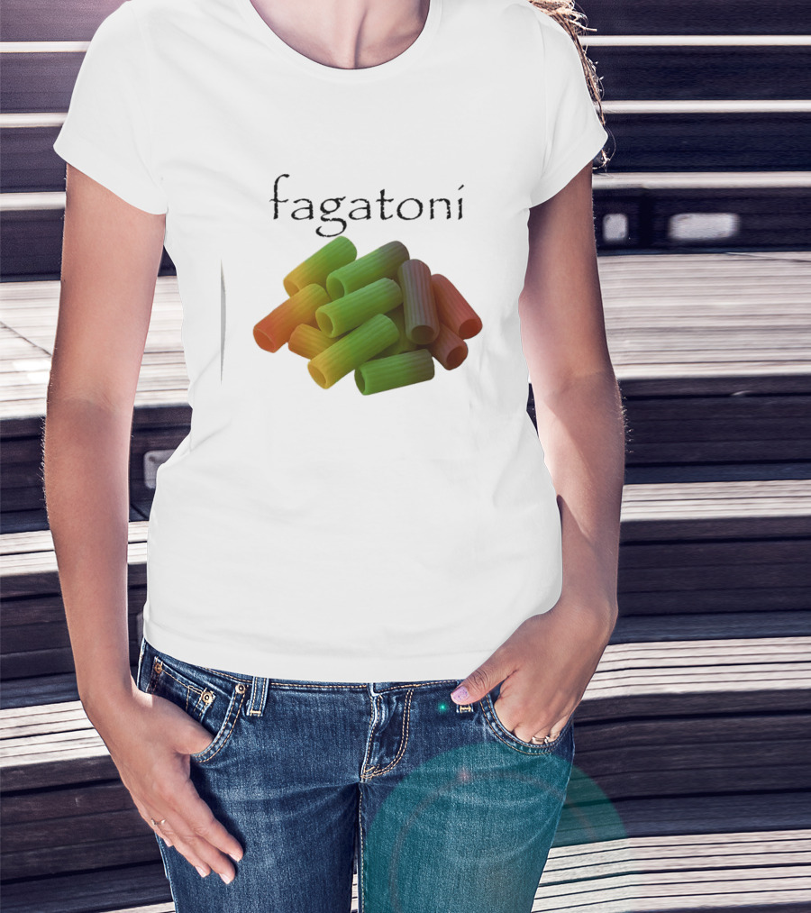 Fagatoni Gay Pasta LGBTQ Pride Multicolor Rigatoni T-Shirt