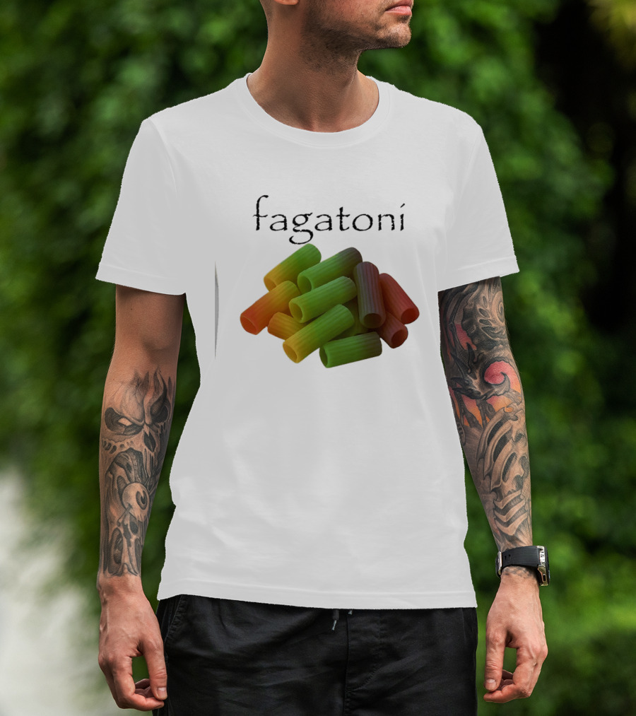 Fagatoni Gay Pasta LGBTQ Pride Multicolor Rigatoni T-Shirt
