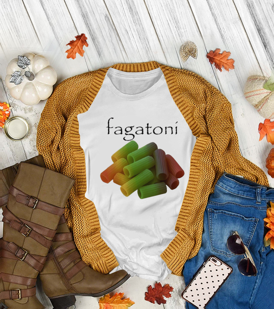 Fagatoni Gay Pasta LGBTQ Pride Multicolor Rigatoni T-Shirt