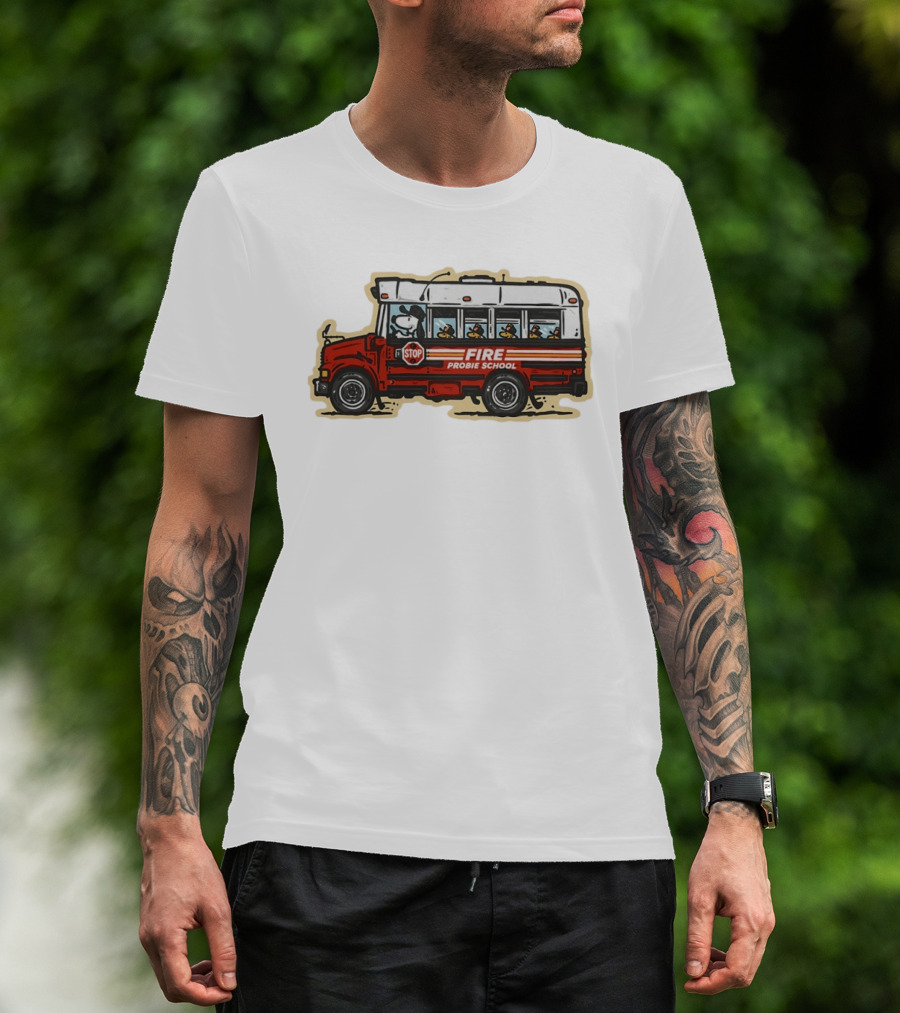 Firefighter Snoopy Woodstock School Bus Fire Probie Training T-Shirt