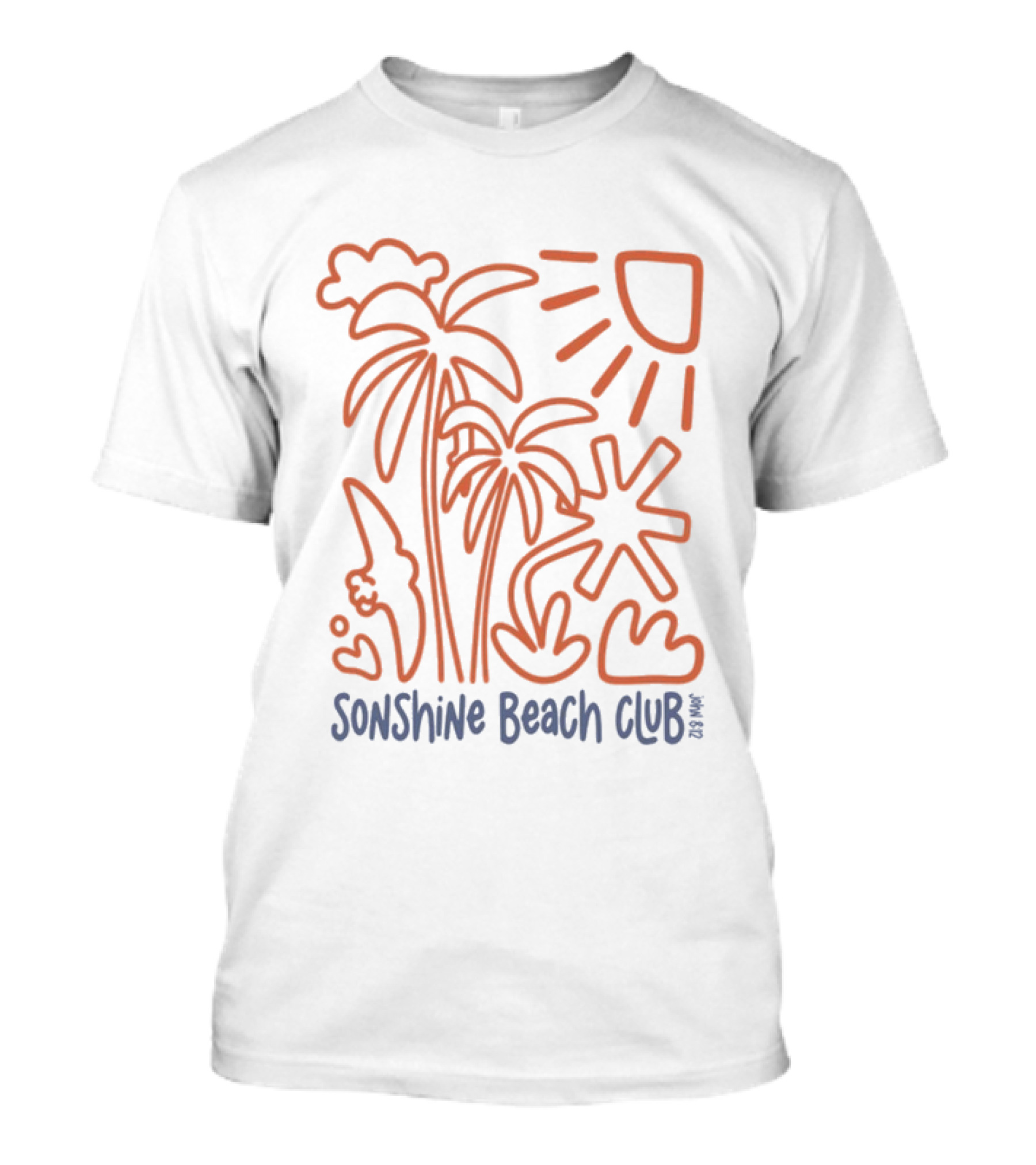 Five2 Sonshine Beach Club Palm Trees Sun And Surf Vibes T-Shirt