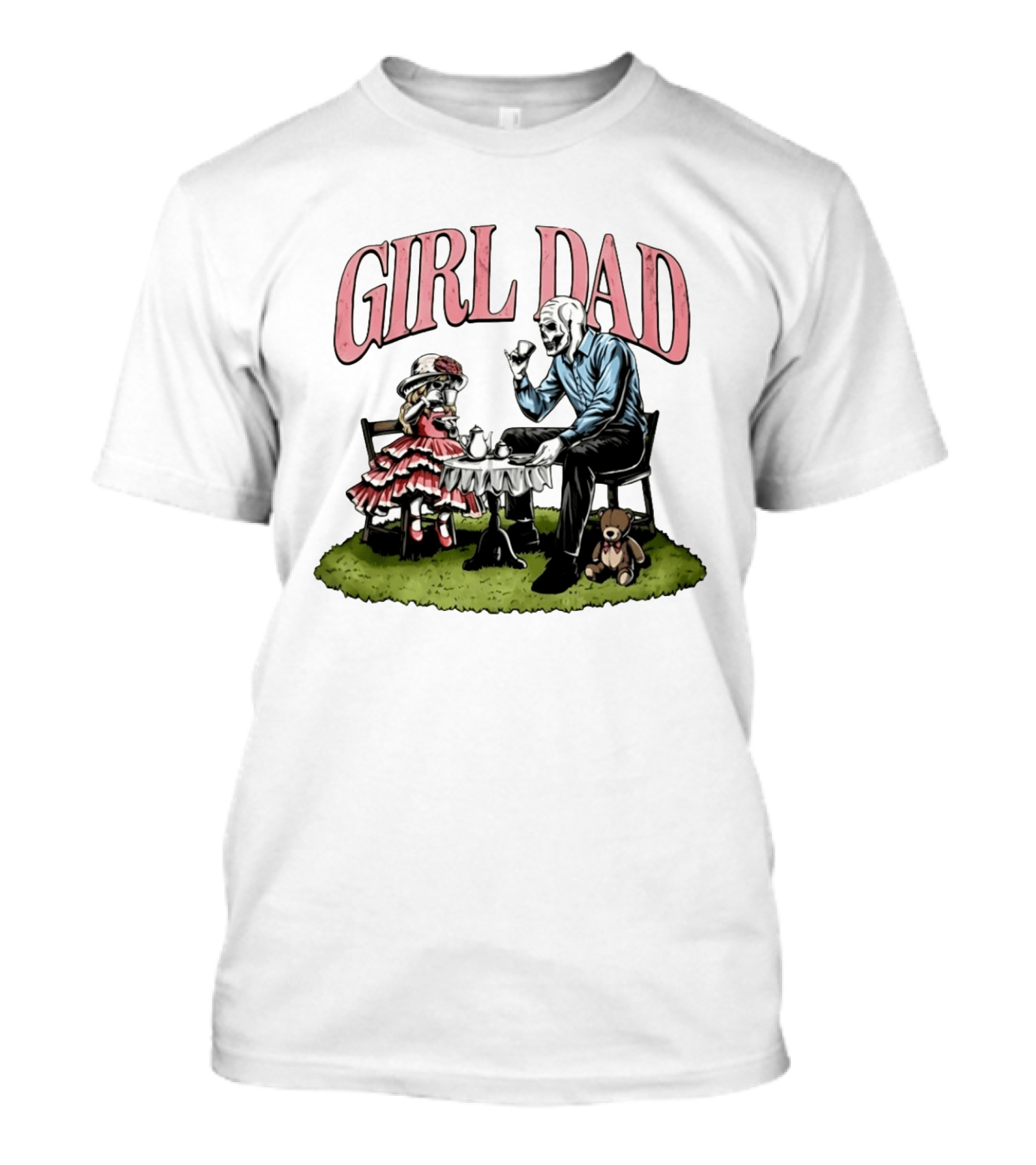 Girl Dad Skeleton Tea Party With Daughter T-Shirt