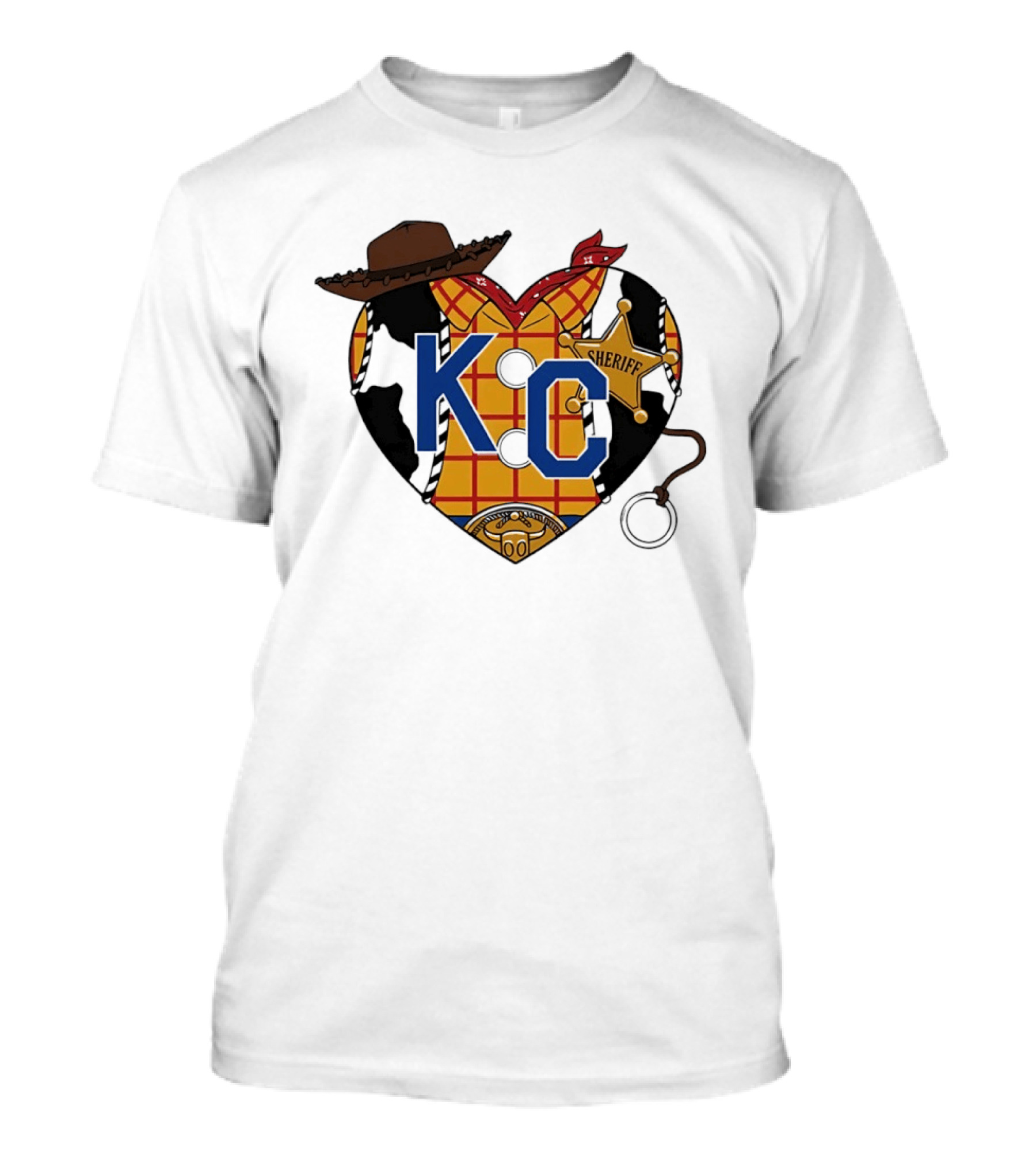 Howdy KC Sheriff Heart Cowboy Hat Plaid Bandana T-Shirt