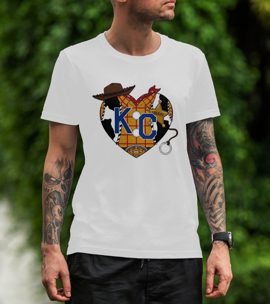 Howdy KC Sheriff Heart Cowboy Hat Plaid Bandana T-Shirt