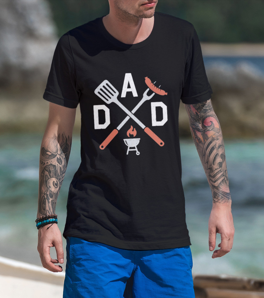 BBQ Grill Dad Tools Sausage Spatula Fork T-Shirt