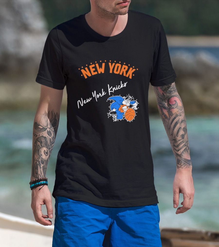 Father Knickerbocker New York Knicks Basketball Character Orange And Blue T-Shirt