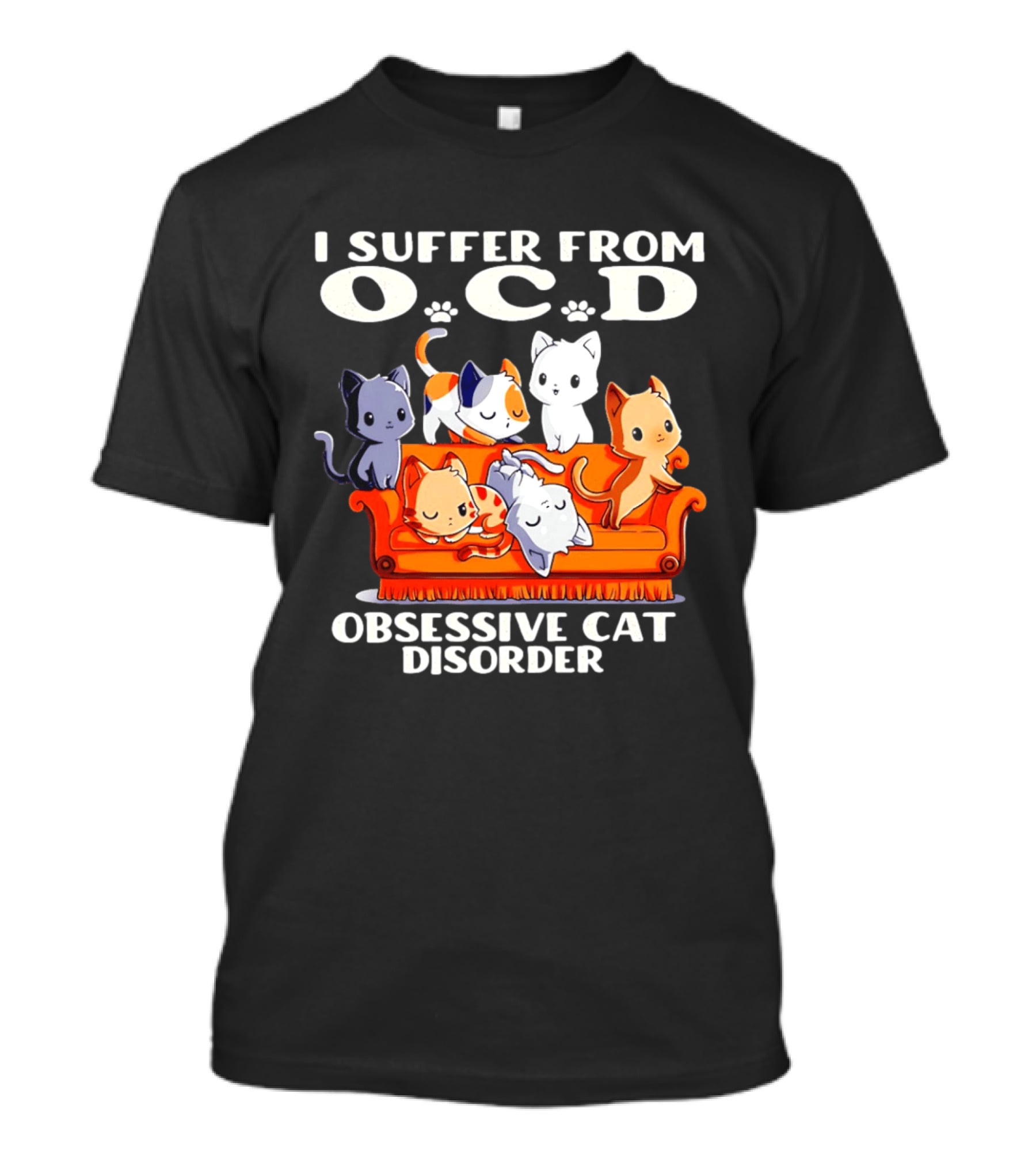 I Suffer From OCD Obsessive Cat Disorder Couch Full Of Cute Cats T-Shirt