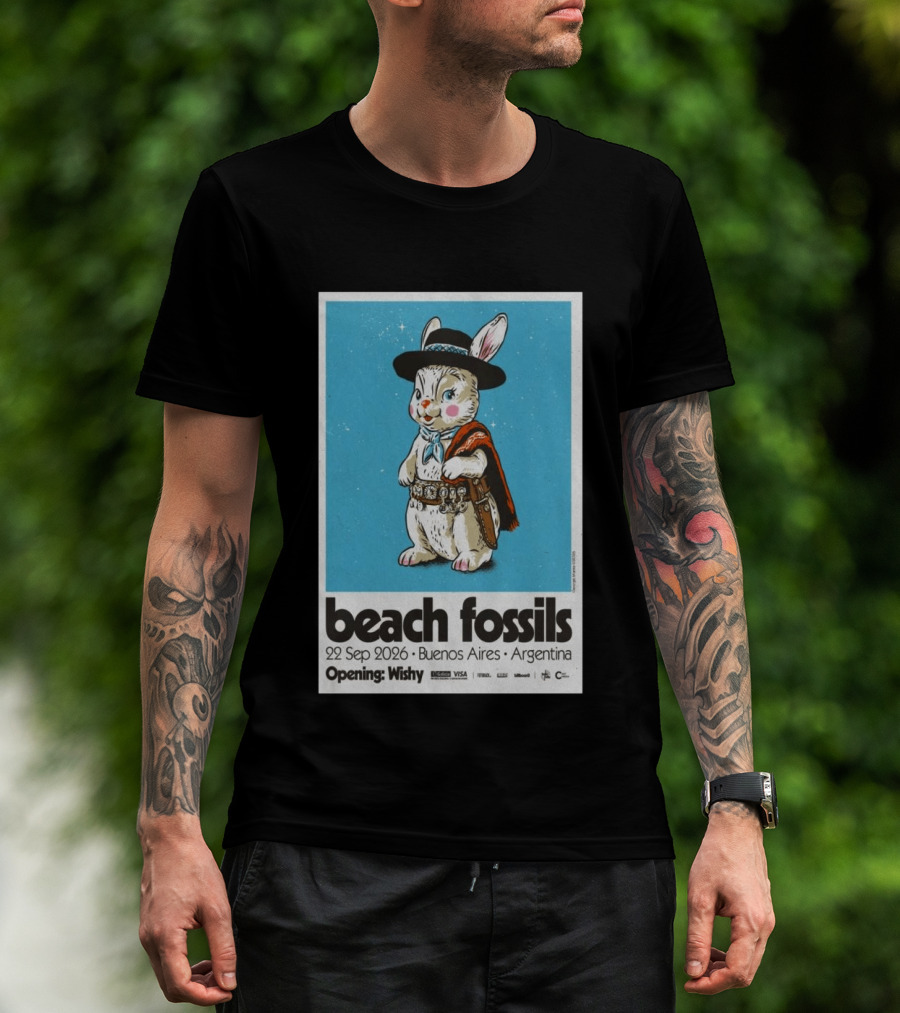Beach Fossils Buenos Aires 2026 Rabbit Cowboy Concert T-Shirt