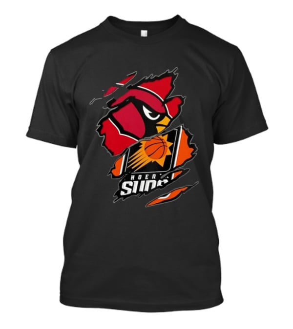 Arizona Cardinals Phoenix Suns Two Teams One Heart Scratch Edition T-Shirt