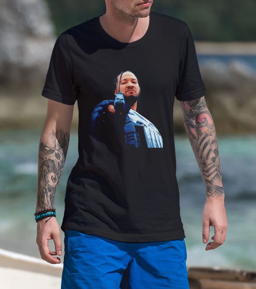 Jalen Brunson Gangster New York Knicks NBA Basketball Gun Image T-Shirt