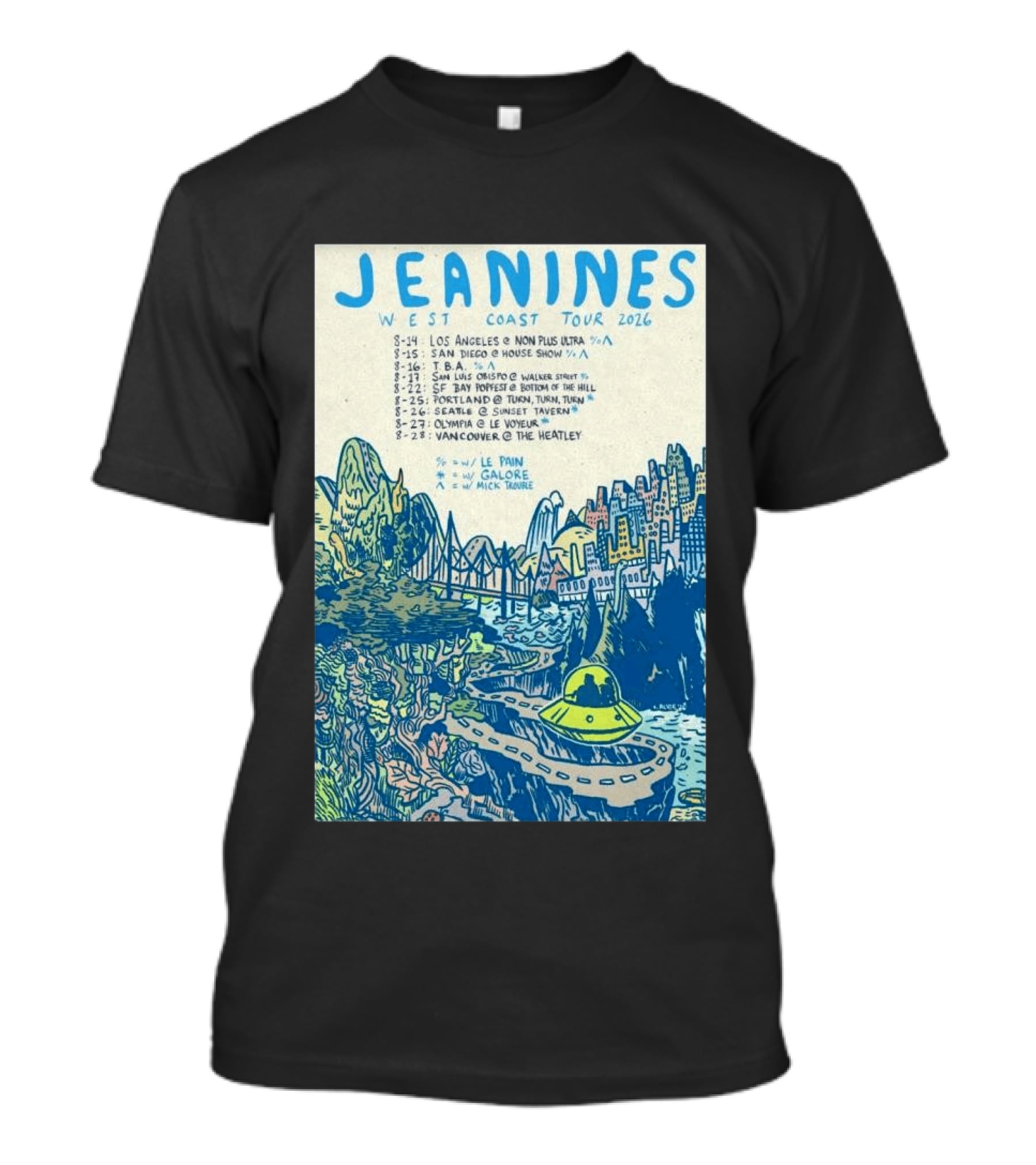JEANINES West Coast Tour 2026 Cities And Venues T-Shirt