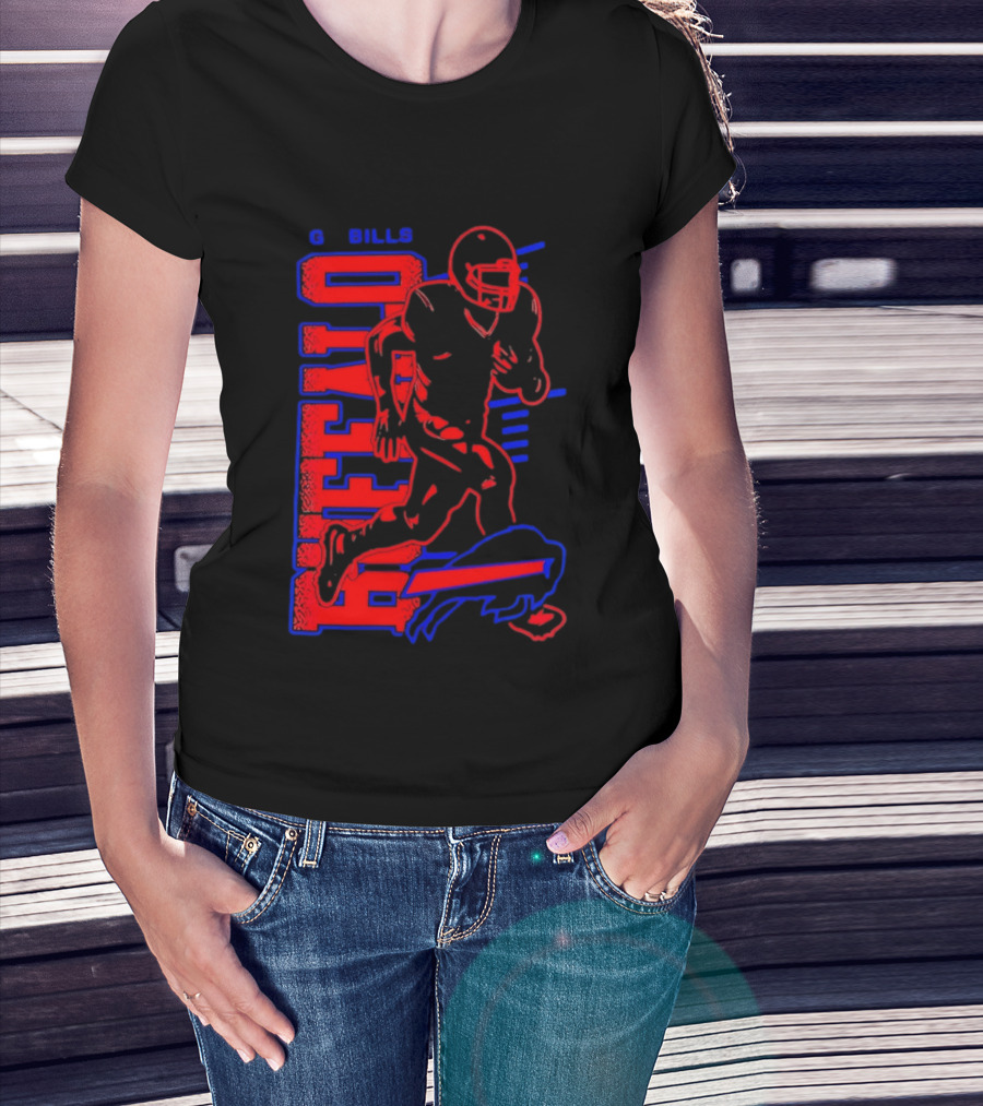 Buffalo Bills Go Bills Football Player Running Action T-Shirt