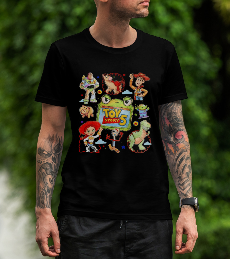 Buzz Lightyear Woody Bullseye Rex Hamm Alien Forky Jessie Toy Story 5 T-Shirt