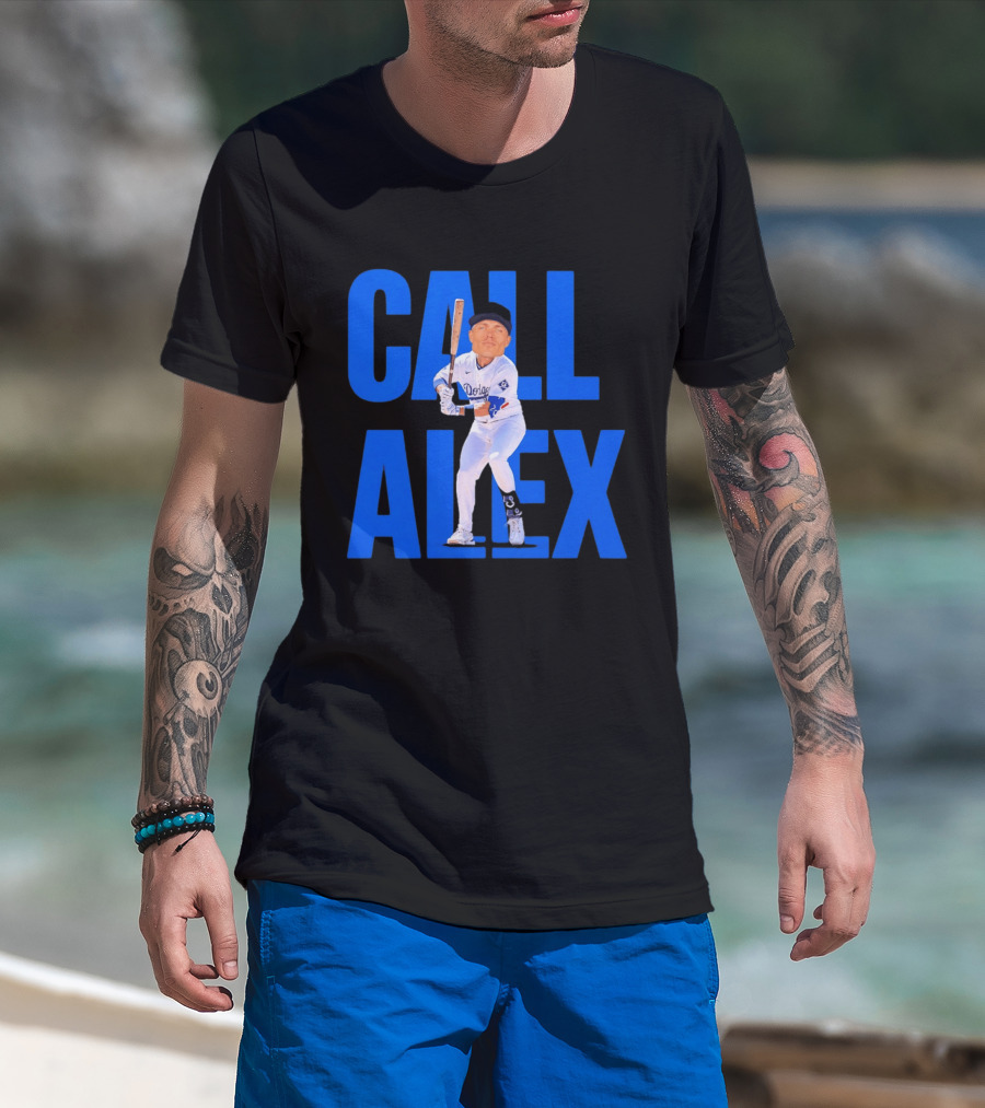 Call Alex Los Angeles Dodgers Baseball Player Caricature T-Shirt