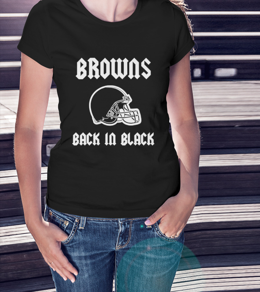 Browns Back In Black Helmet Cleveland Rugby T-Shirt