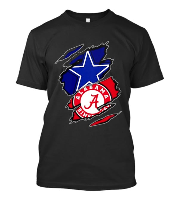 Dallas Cowboys Alabama Crimson Tide Two Teams One Heart Scratch T-Shirt