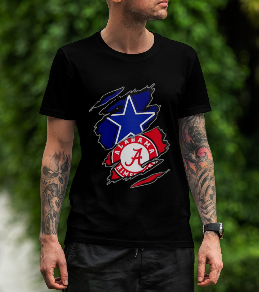 Dallas Cowboys Alabama Crimson Tide Two Teams One Heart Scratch T-Shirt