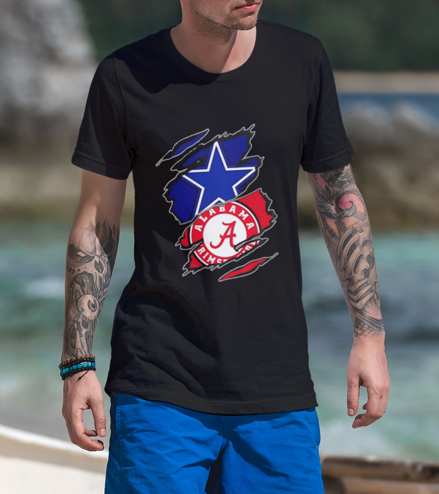 Dallas Cowboys Alabama Crimson Tide Two Teams One Heart Scratch T-Shirt